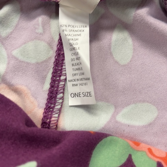 LuLaRoe New OS One Size Purple Floral Leggings NWT - Picture 4 of 6